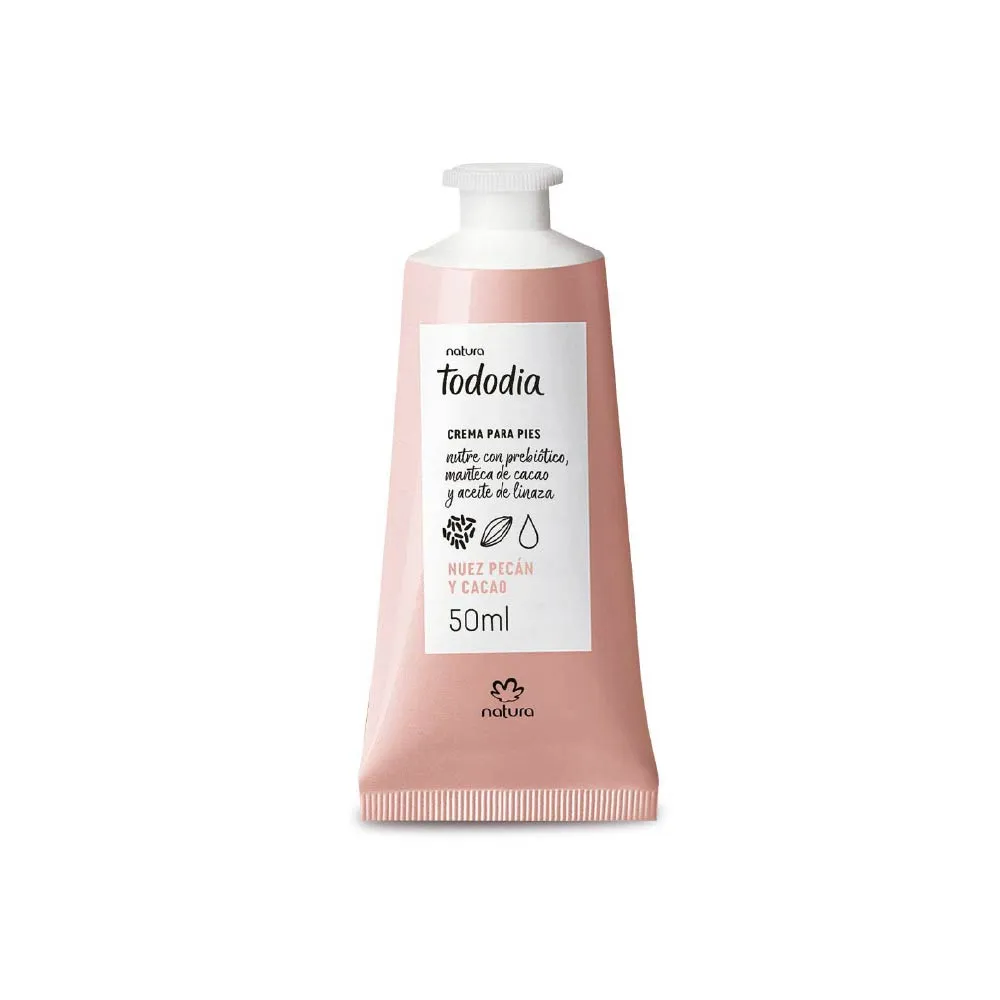Crema Nutritiva para Pies Tododia Nuez Pecán y Cacao Natura 50ml, presentado de frente