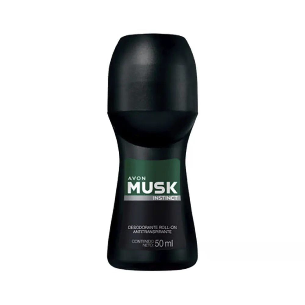 Desodorante Roll-on Musk Instinct Avon 50 ml Fondo Blanco