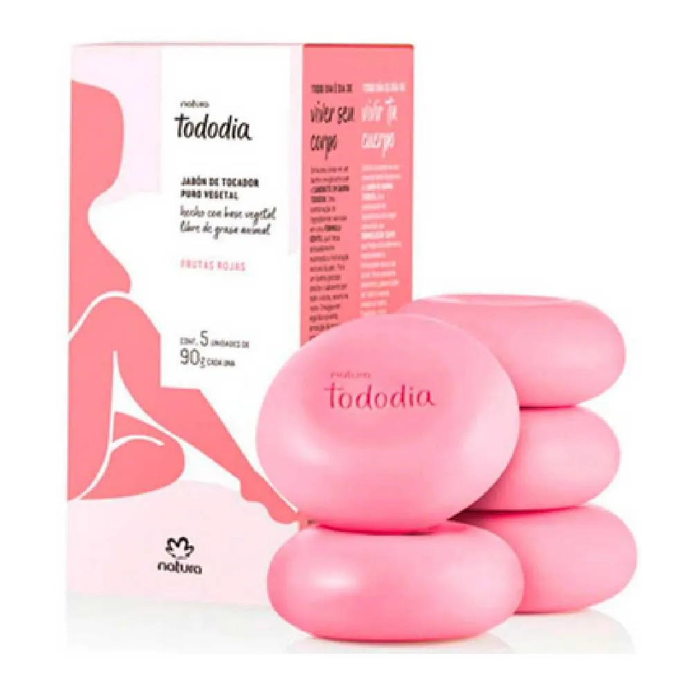 Jabones en Barra Puro Vegetal Tododia Frutas Rojas Natura 90 g, presentado de frente