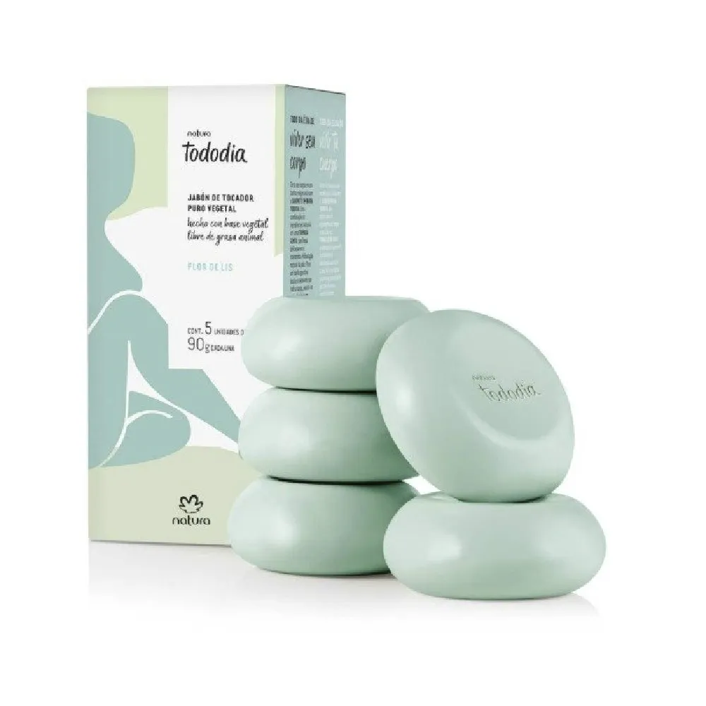 Jabones en Barra Puro Vegetal Tododia Flor de Lis Natura 90 g X5