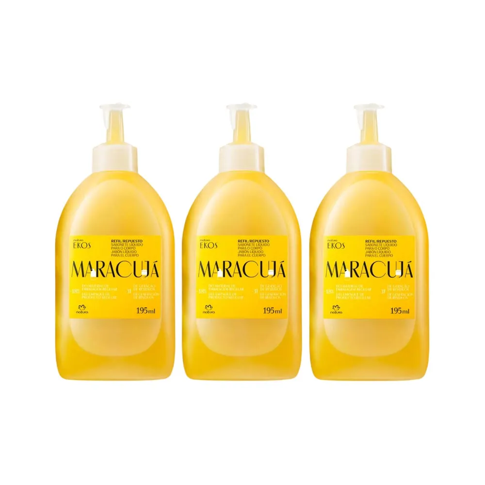 Kit Repuesto Jabón Líquido Corporal Maracuyá Ekos Natura 195 ml