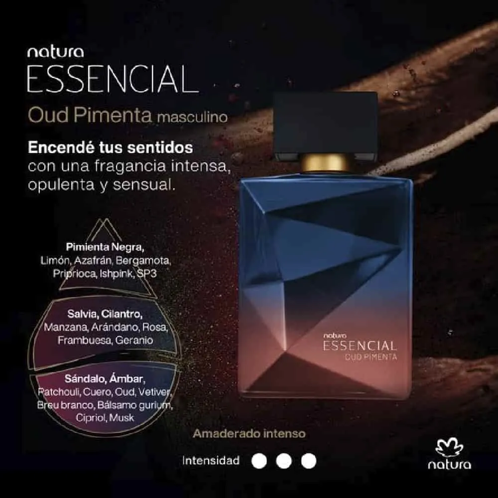 Perfume Masculino Essencial Oud Pimenta Natura 100 ml Gota Olfativa
